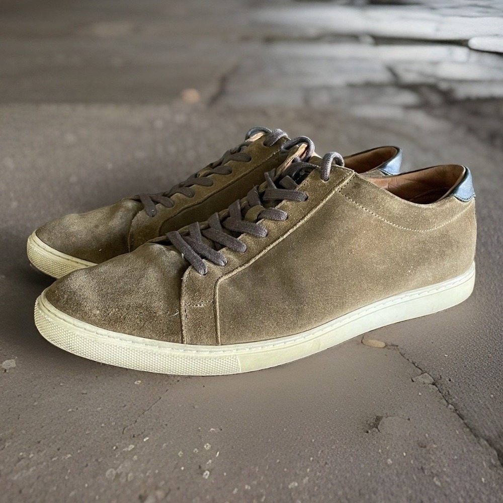 Mens 12D ALLEN EDMONDS Courtside Casual Sneakers Shoes Brown Suede Lace-up Low